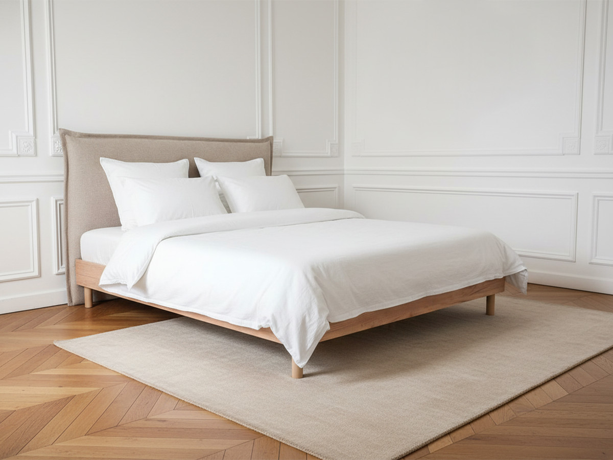 Lit CHARLIE avec lattes massives beige — vue 4