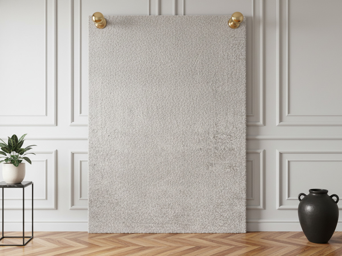 Tapis poils ras lavable MIREILLE uni gris clair