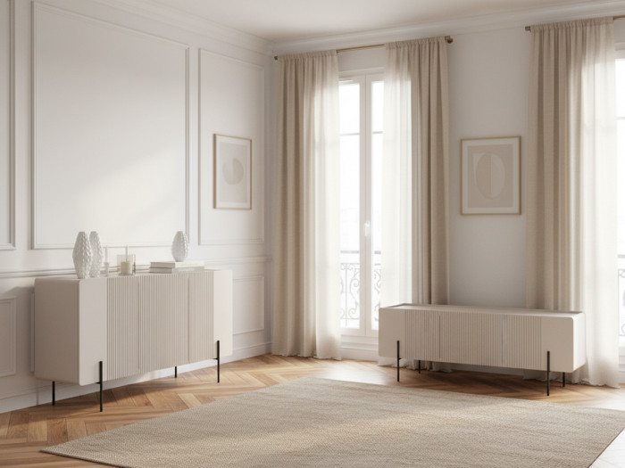 Buffet 3 portes 150 cm MATHILDE pieds noirs