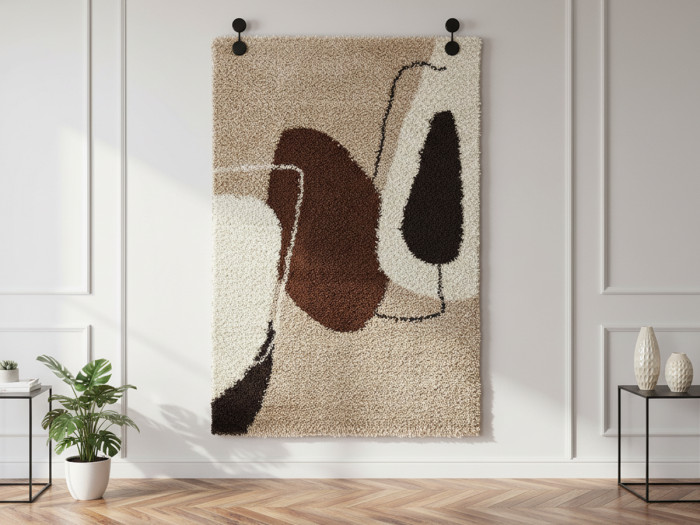 Tapis shaggy AIDO motif abstrait