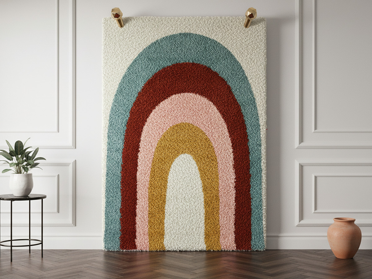 NELIA shaggy vloerkleed met abstract patroon