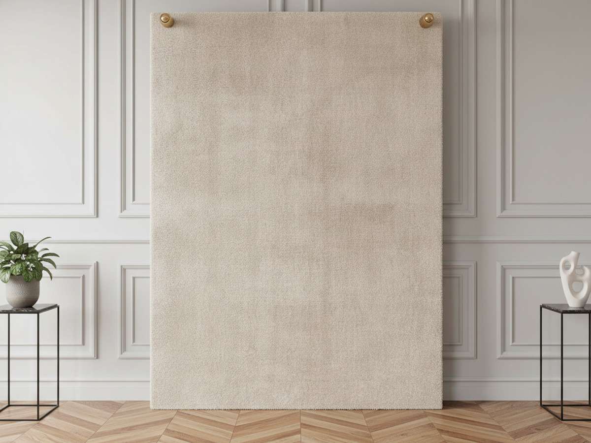 Tapis poils ras lavable MIREILLE uni beige