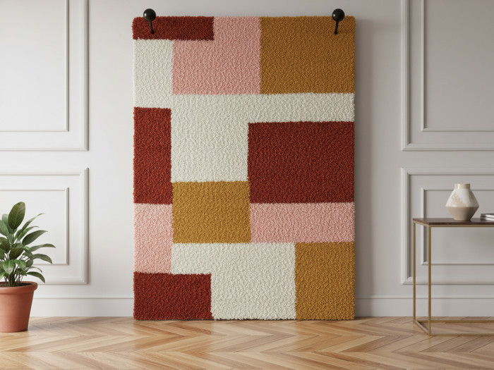 Tapis shaggy ALIA motif abstrait