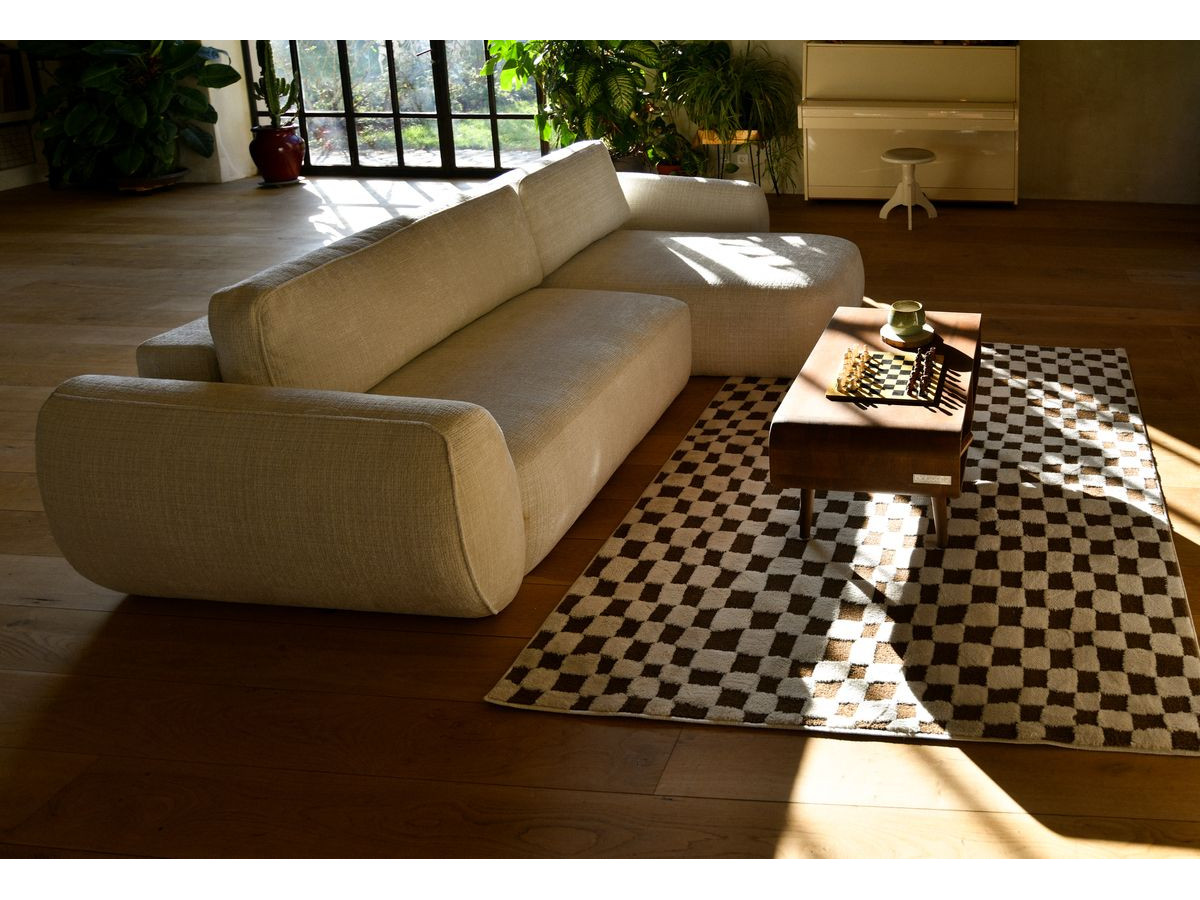 tapis poils courts sully motifs damier de couleur orange