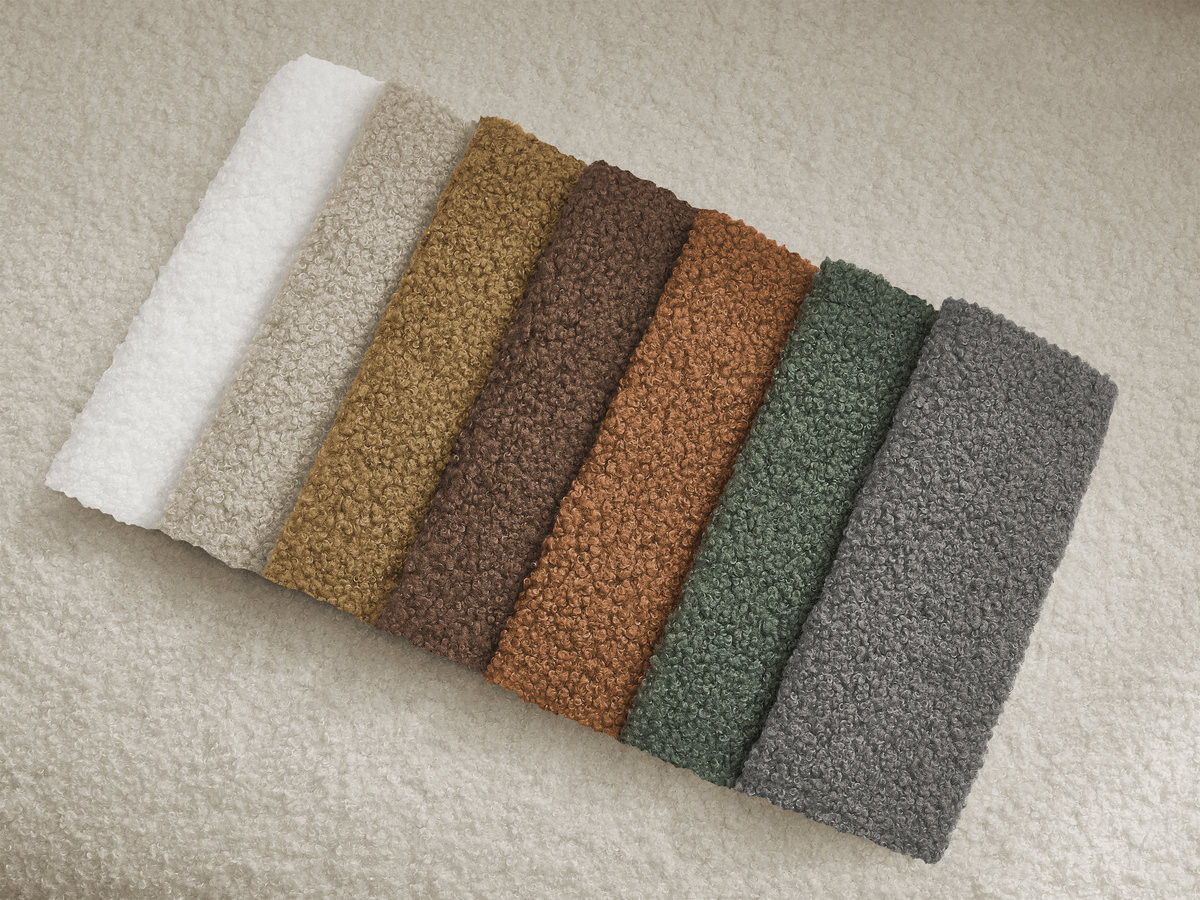 Canapé droit convertible KENAN ouverture express tissu bouclette