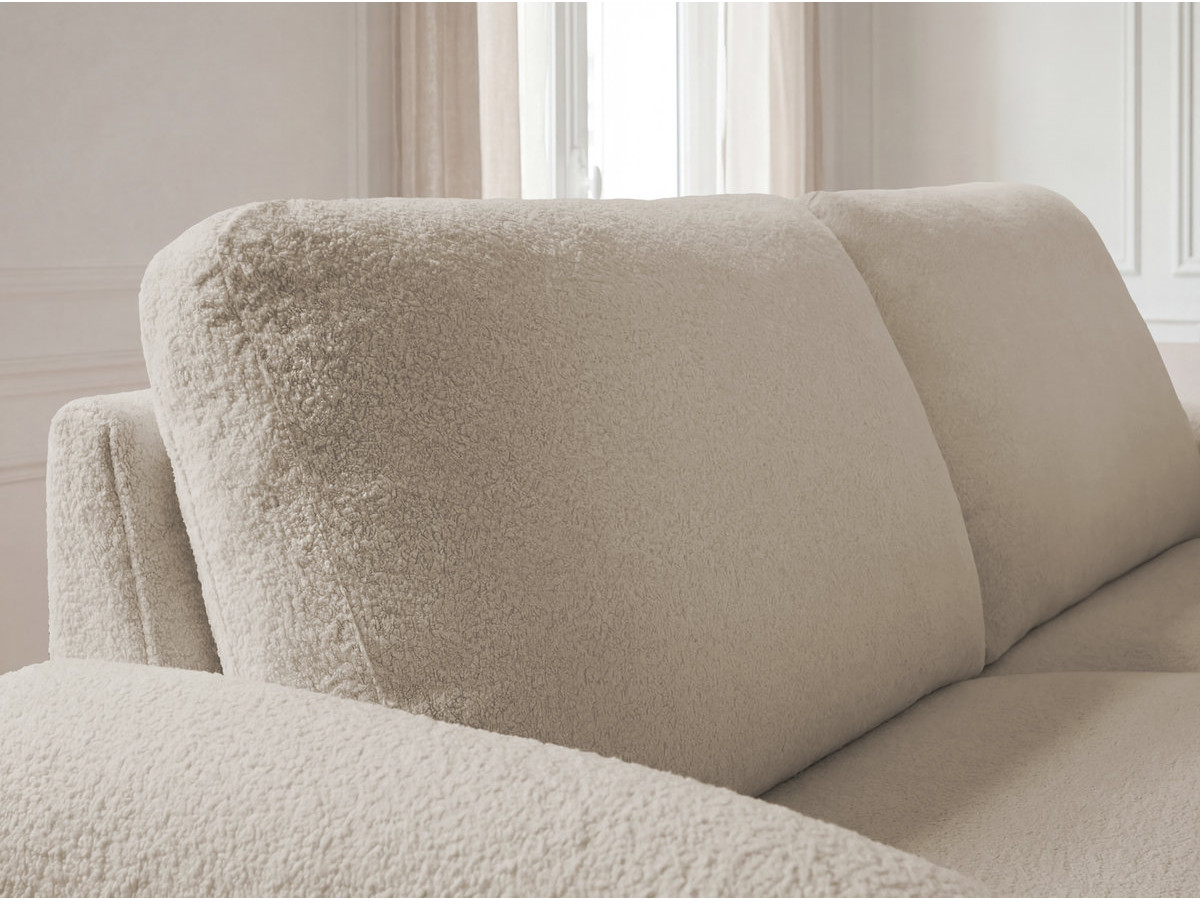 Canapé droit convertible KENAN ouverture express tissu bouclette