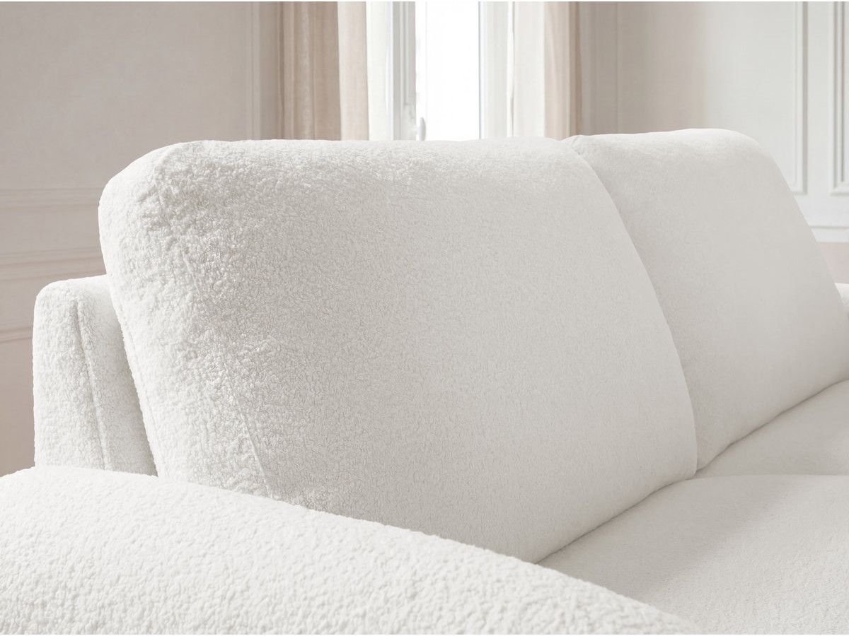 Canapé droit convertible KENAN ouverture express tissu bouclette