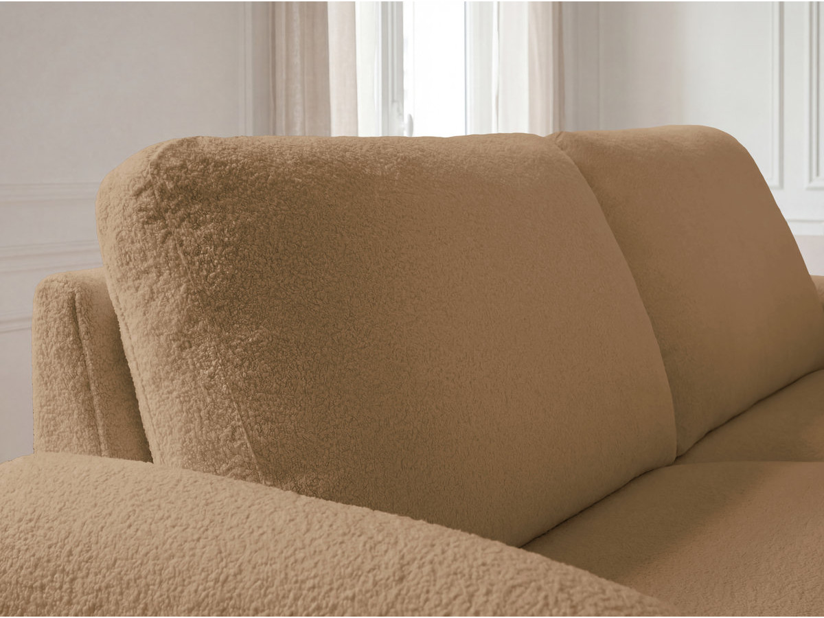 Canapé droit convertible KENAN ouverture express tissu bouclette