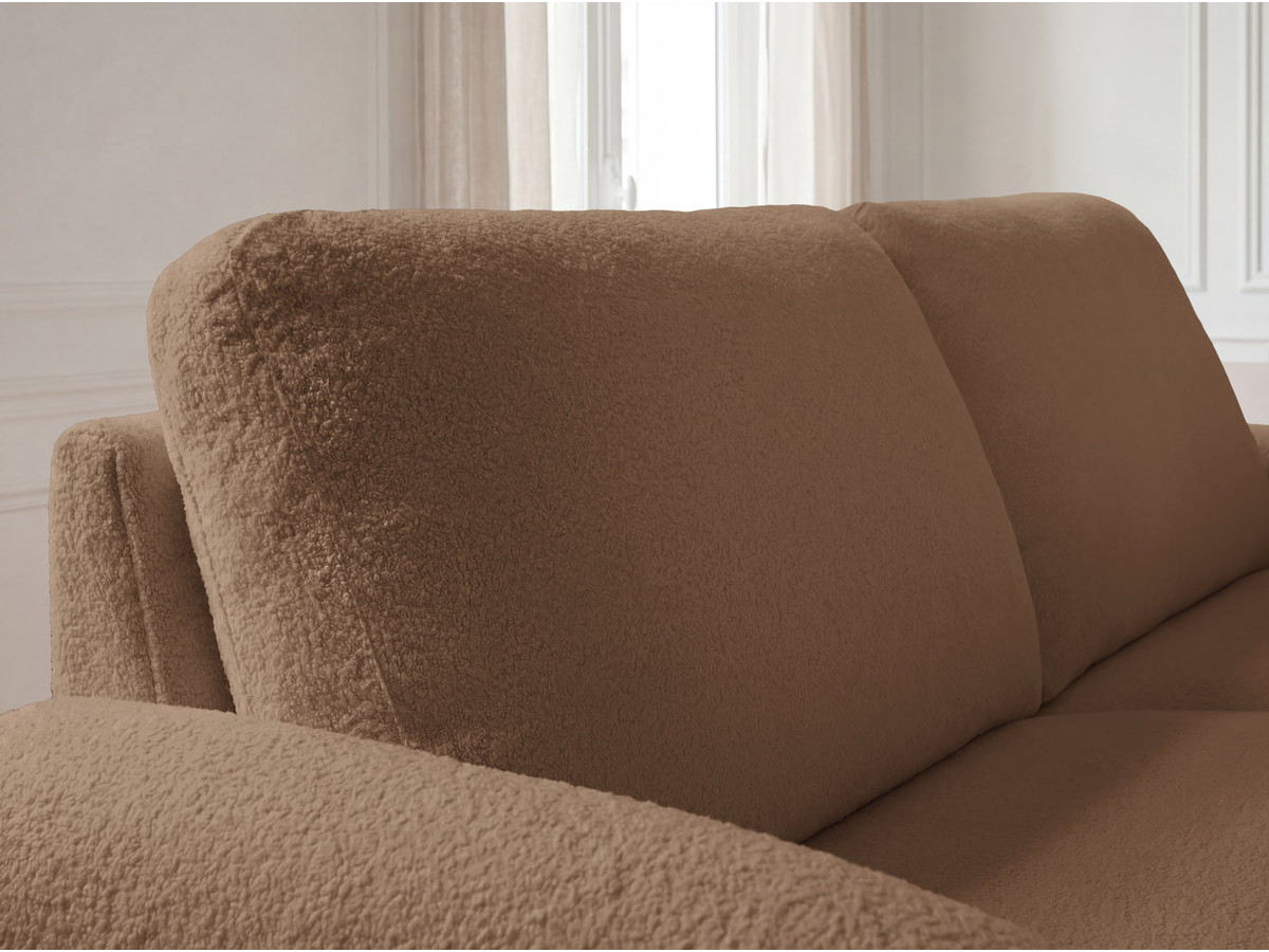 Canapé droit convertible KENAN ouverture express tissu bouclette