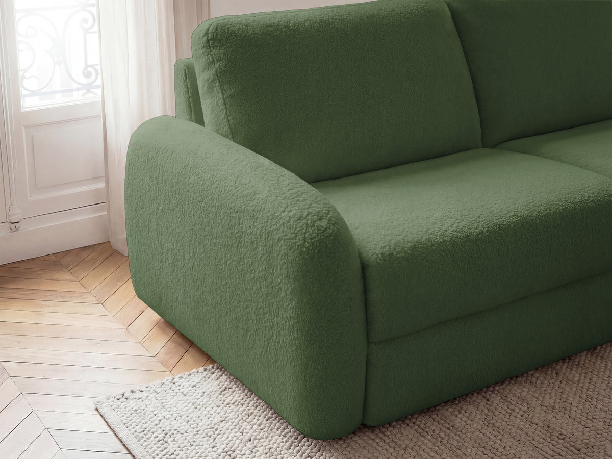 Canapé droit convertible KENAN ouverture express tissu bouclette