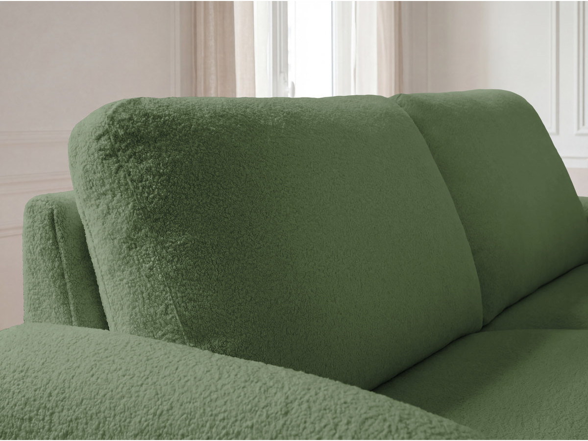 Canapé droit convertible KENAN ouverture express tissu bouclette