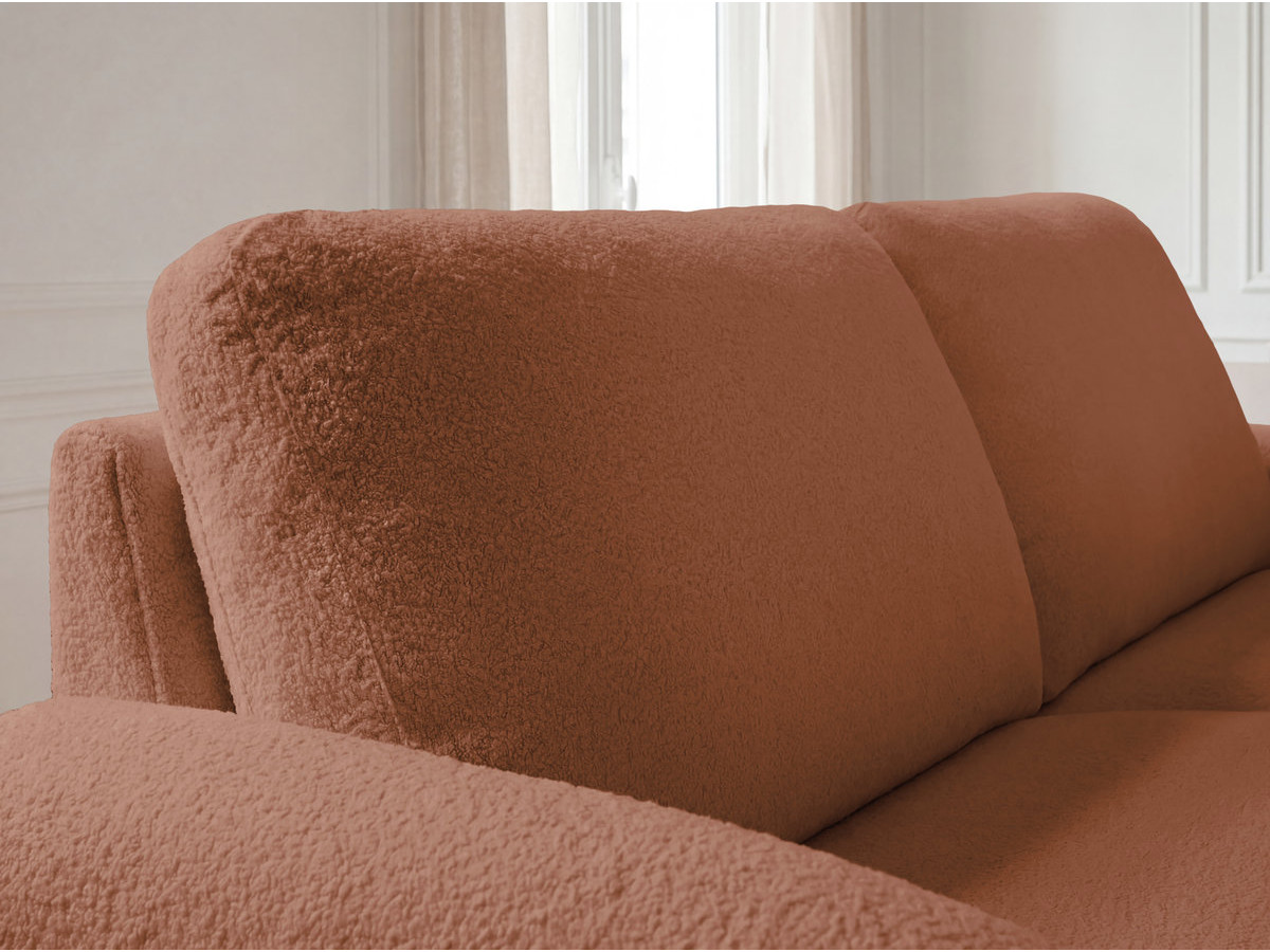 Canapé droit convertible KENAN ouverture express tissu bouclette