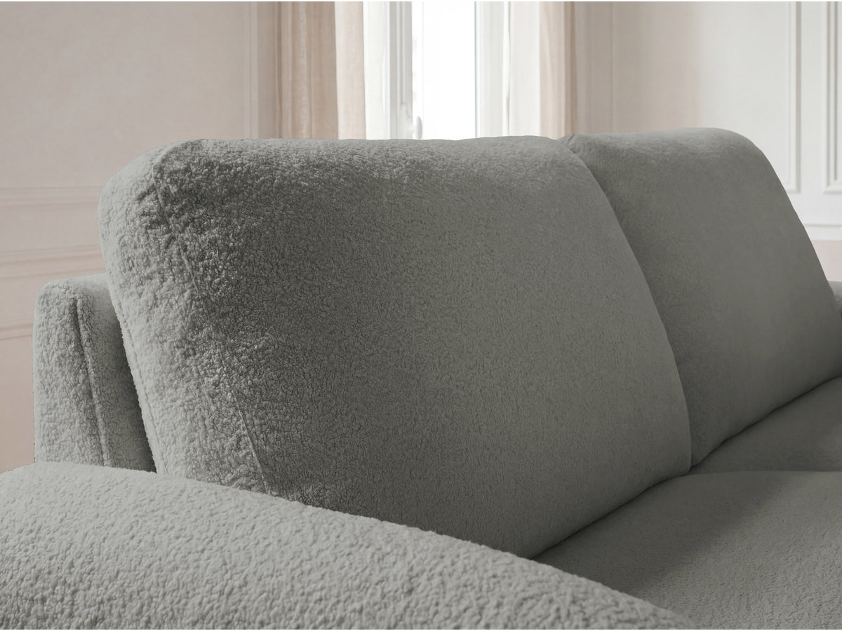 Canapé droit convertible KENAN ouverture express tissu bouclette