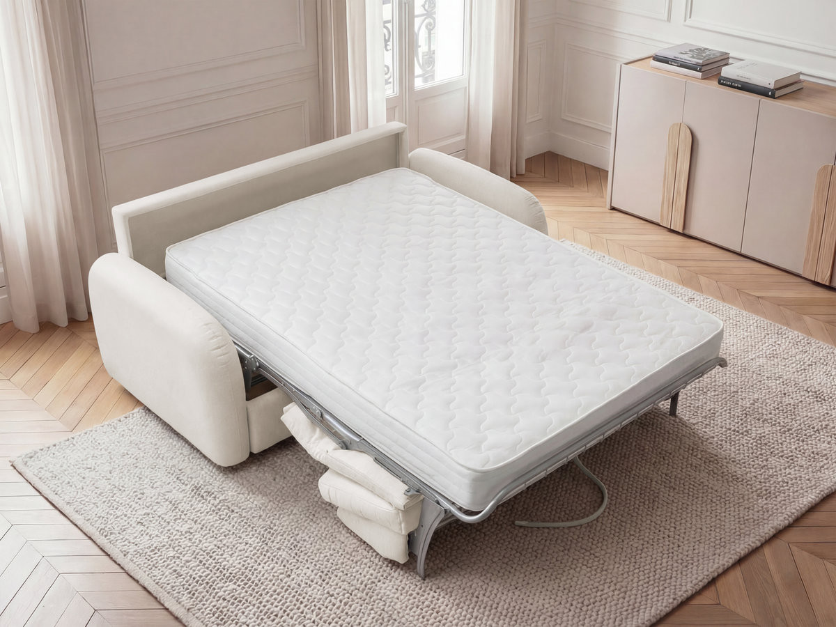 Canapé droit convertible KENAN lisse beige — vue 6