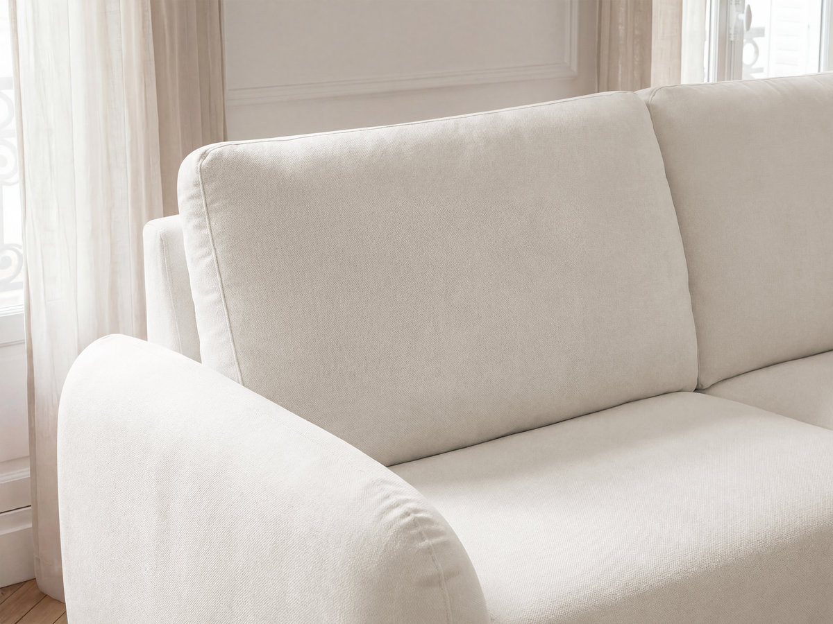 Canapé droit convertible KENAN ouverture express tissu lisse