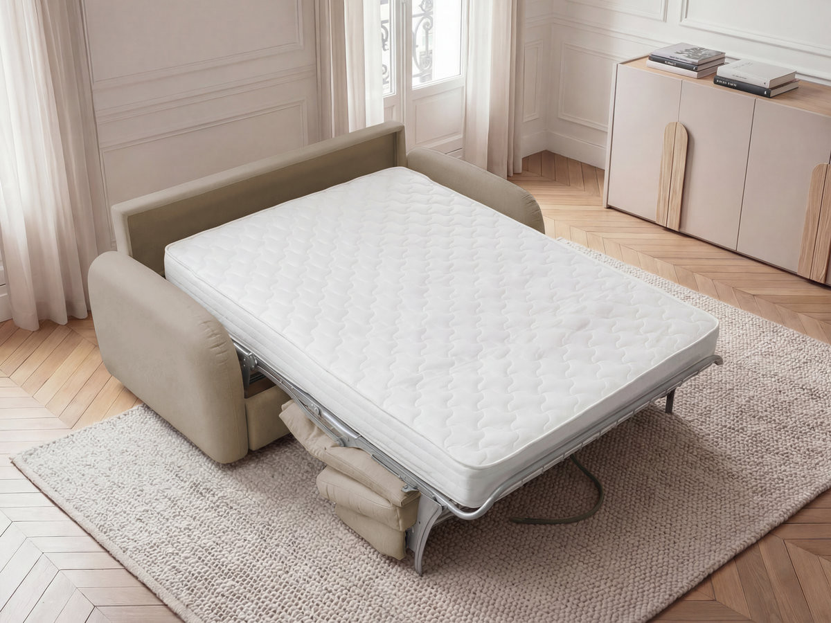 Canapé droit convertible KENAN lisse taupe — vue 6