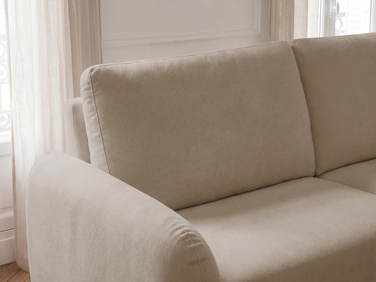 Canapé droit convertible KENAN ouverture express tissu lisse