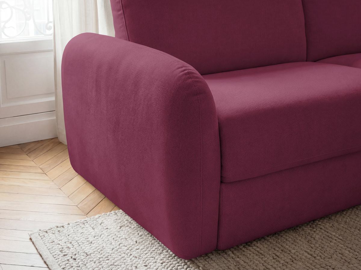 Canapé droit convertible KENAN ouverture express tissu lisse