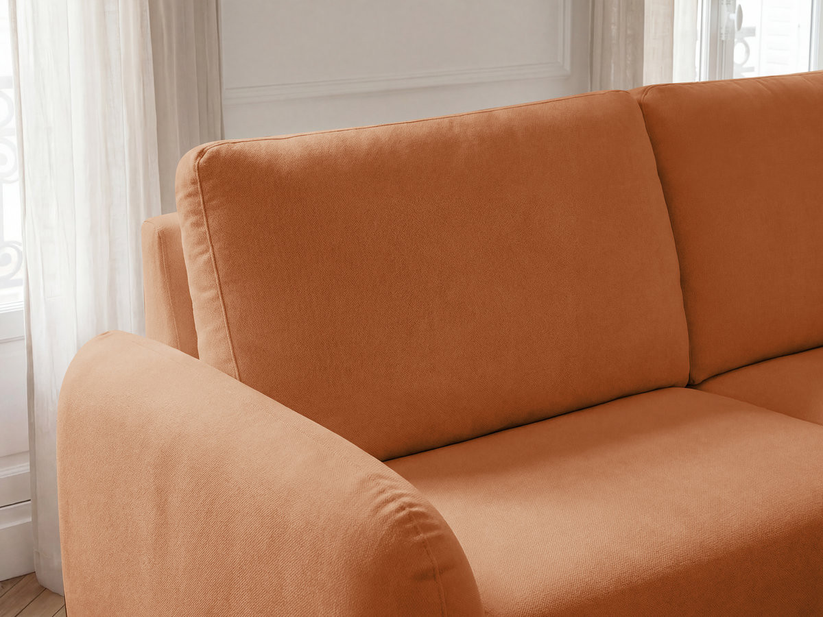 Canapé droit convertible KENAN ouverture express tissu lisse