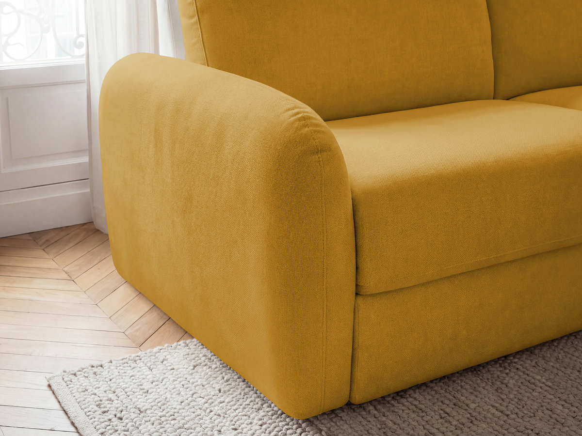 Canapé droit convertible KENAN ouverture express tissu lisse