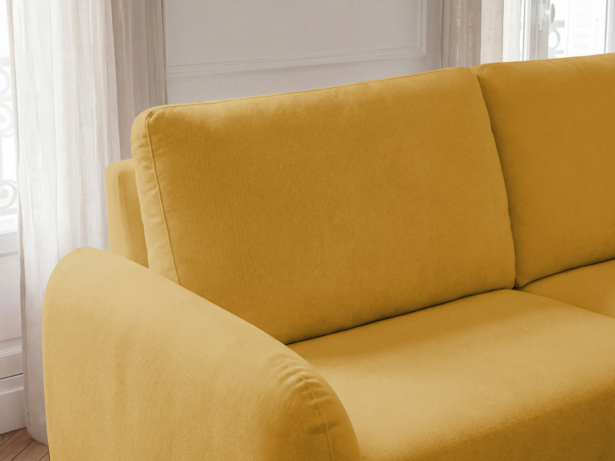 Canapé droit convertible KENAN ouverture express tissu lisse