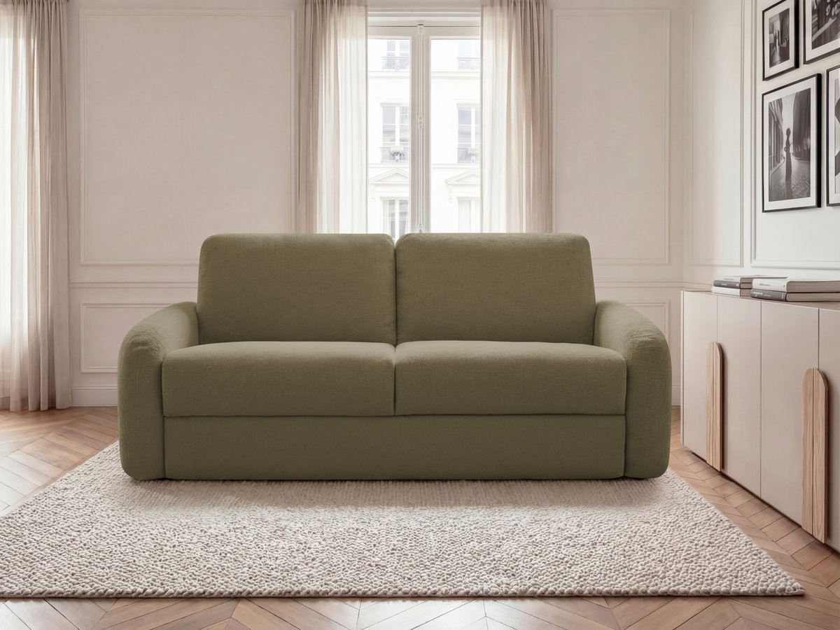 Canapé droit convertible KENAN lisse vert — vue 5