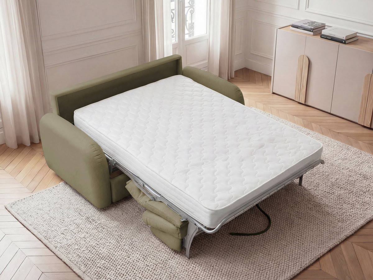 Canapé droit convertible KENAN lisse vert — vue 6