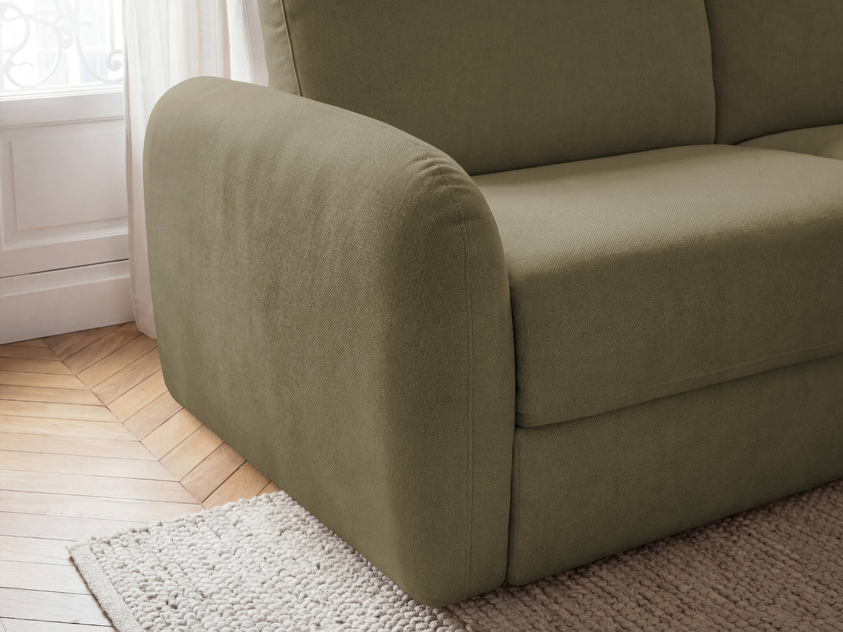 Canapé droit convertible KENAN ouverture express tissu lisse