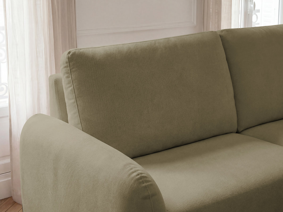 Canapé droit convertible KENAN ouverture express tissu lisse