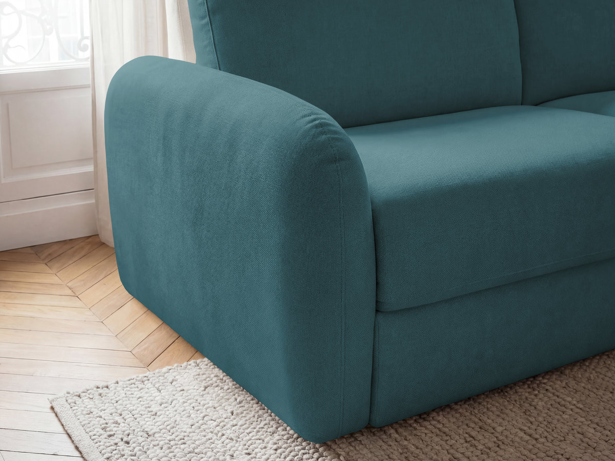 Canapé droit convertible KENAN ouverture express tissu lisse