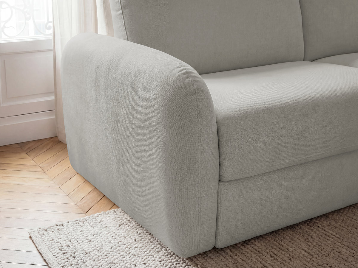 Canapé droit convertible KENAN ouverture express tissu lisse