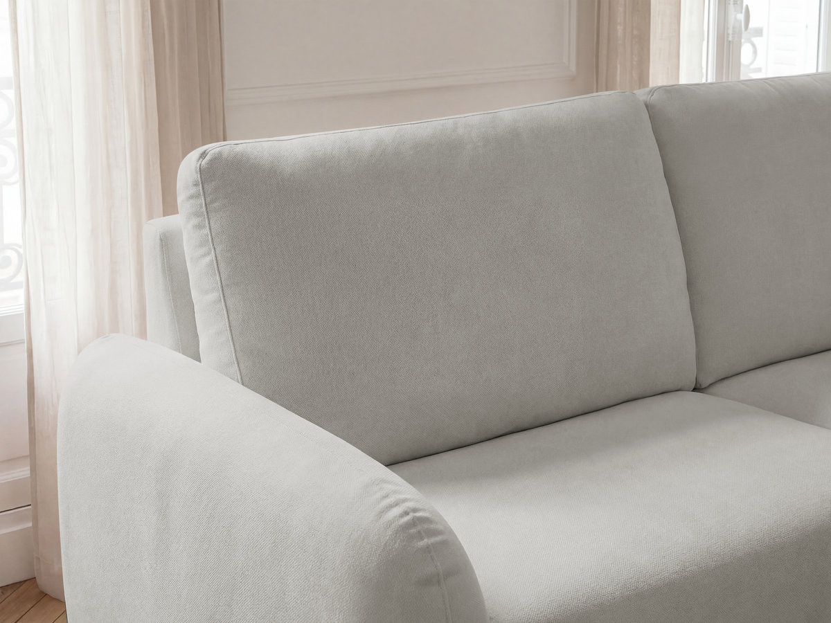 Canapé droit convertible KENAN ouverture express tissu lisse