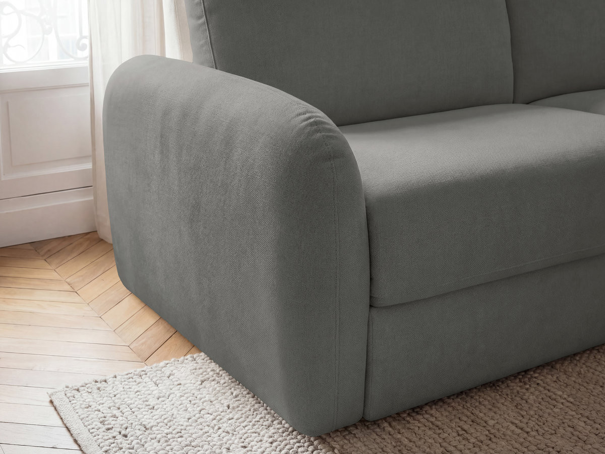 Canapé droit convertible KENAN ouverture express tissu lisse