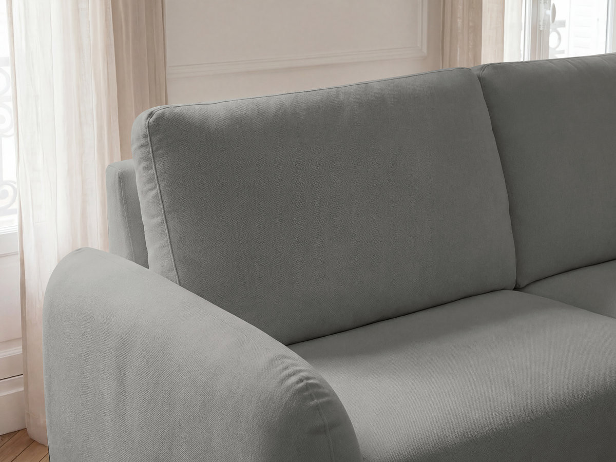 Canapé droit convertible KENAN ouverture express tissu lisse