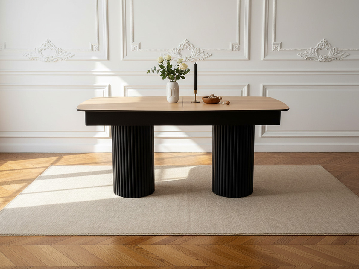 Table à manger extensible BRAGA placage chêne massif — vue 6