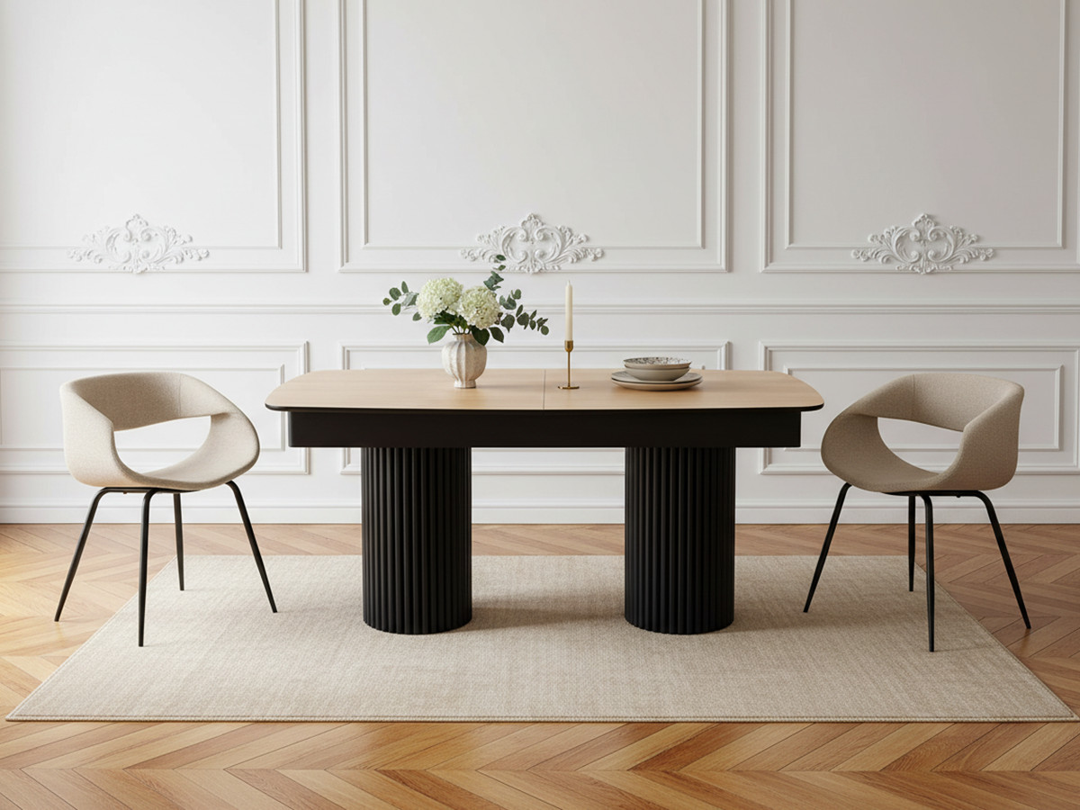 BRAGA uitschuifbare eettafel in massief eikenfineer