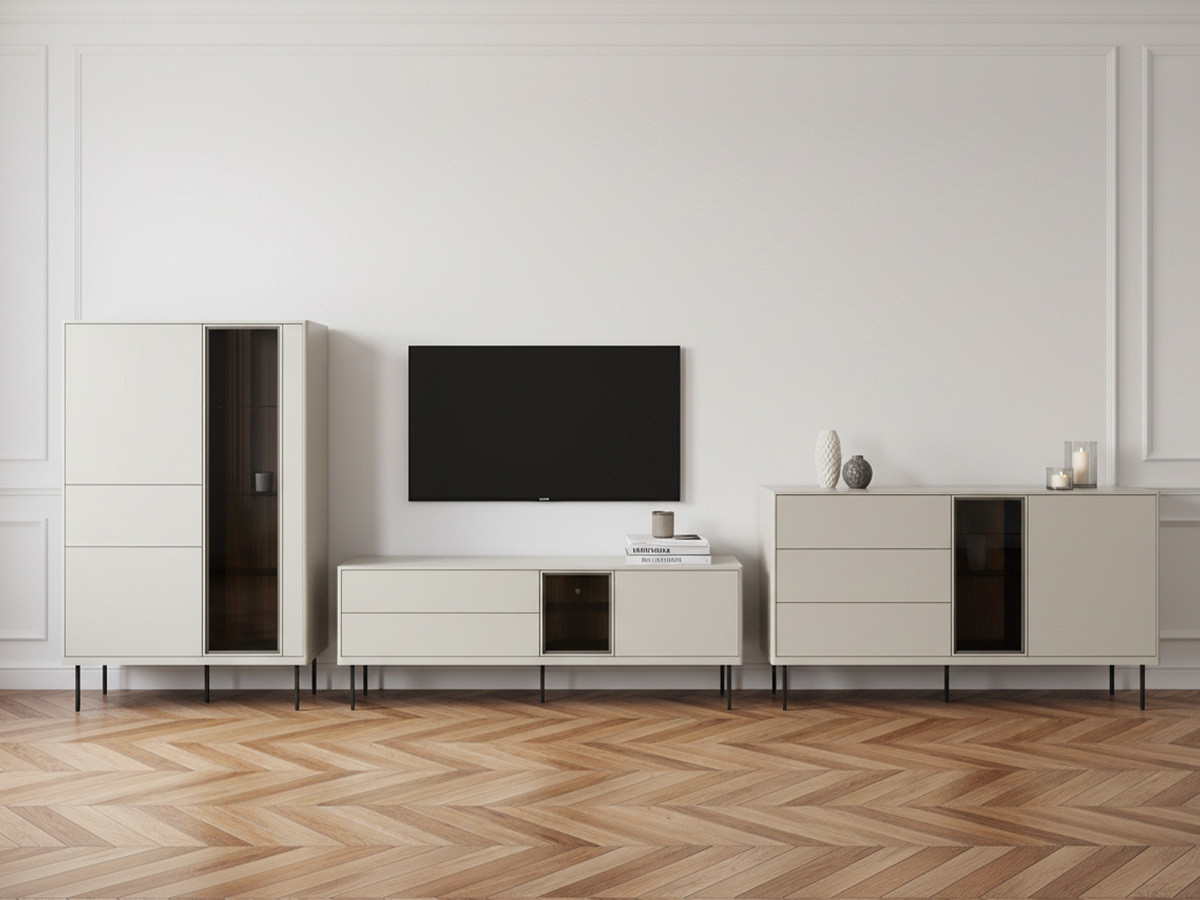 ESPERA set met 161 cm dressoir + 161 cm tv-meubel + vitrinekast met led's