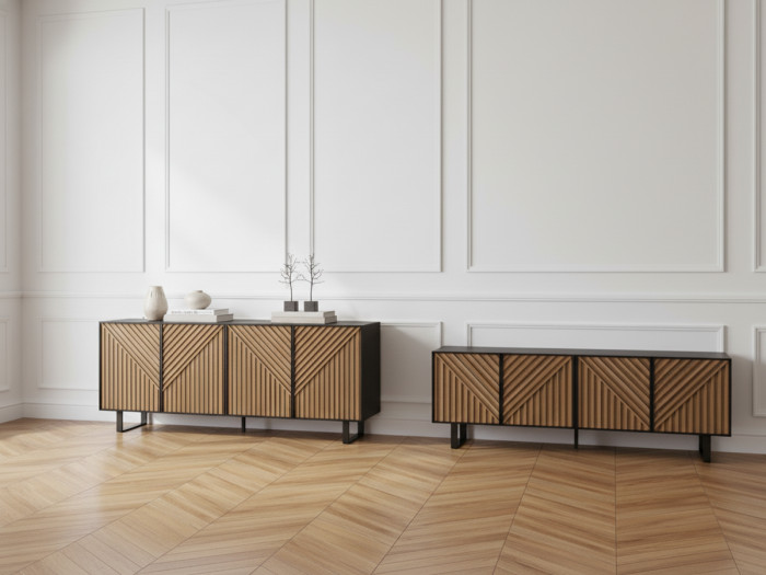 Buffet 4 portes 200 cm ALAIA effet chêne