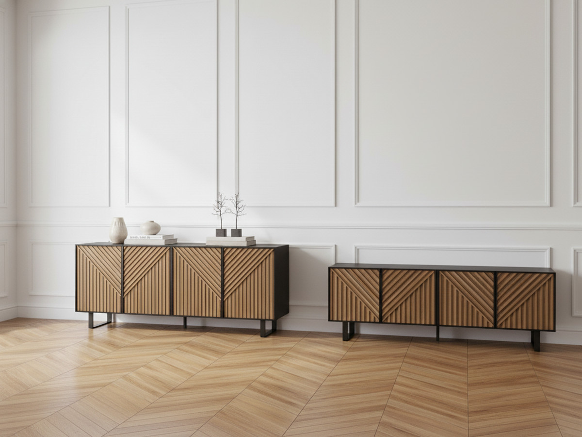 Buffet 4 portes 200 cm ALAIA effet chêne