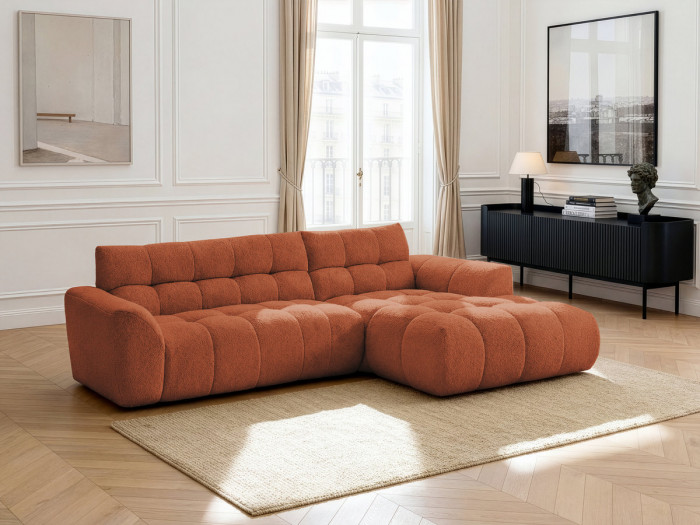 Canapé d'angle fixe JAYA tissu chenille