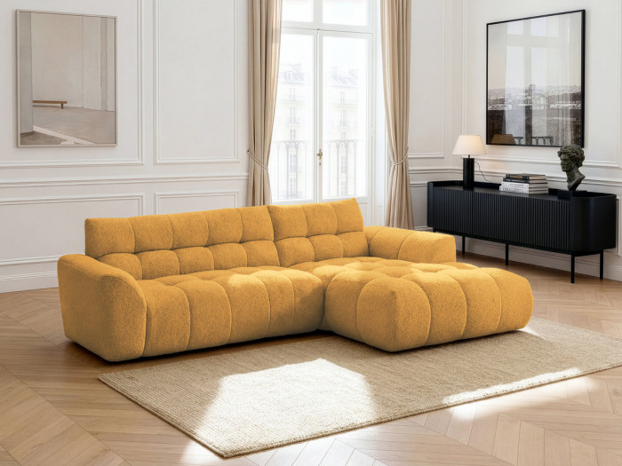 Canapé d'angle fixe JAYA tissu chenille