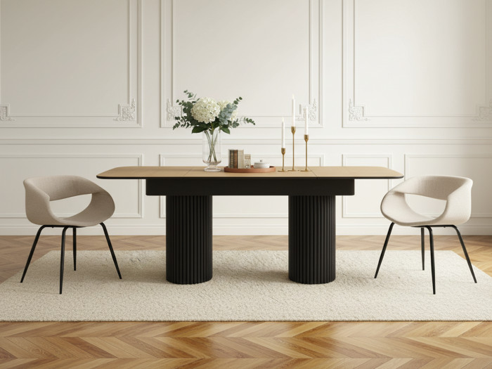 Table à manger extensible BRAGA placage chêne massif