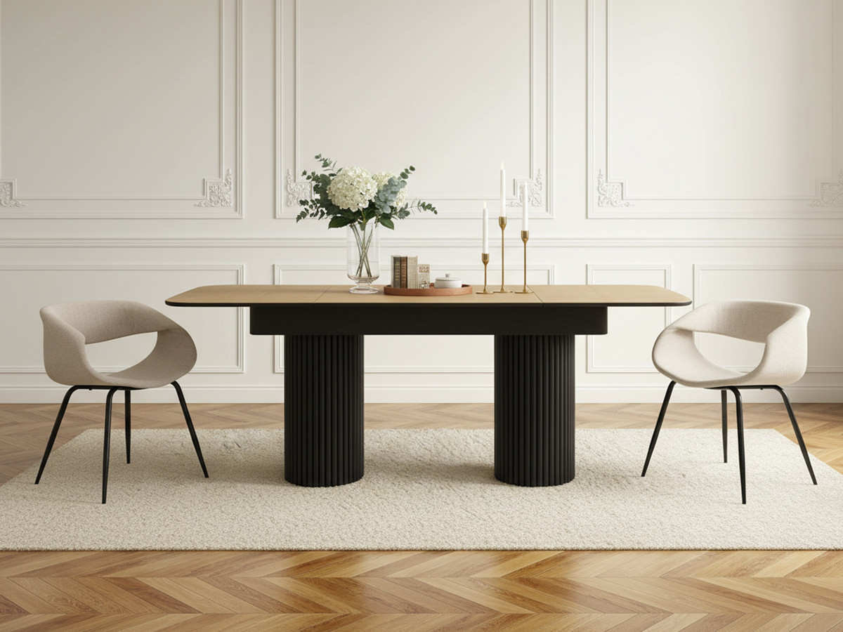 BRAGA uitschuifbare eettafel in massief eikenfineer