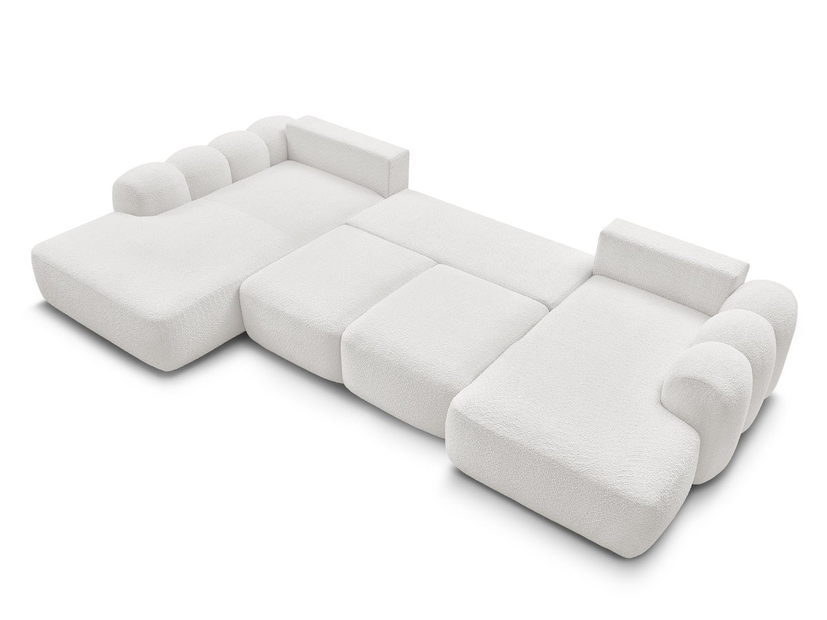 Canapé panoramique convertible coffre MONTAIGNE tissu bouclette