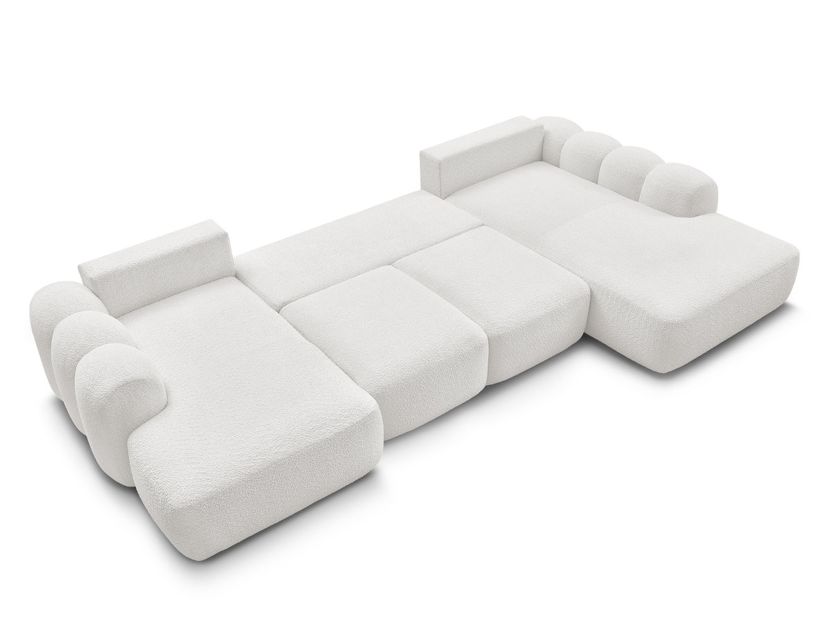 Canapé panoramique convertible coffre MONTAIGNE tissu bouclette