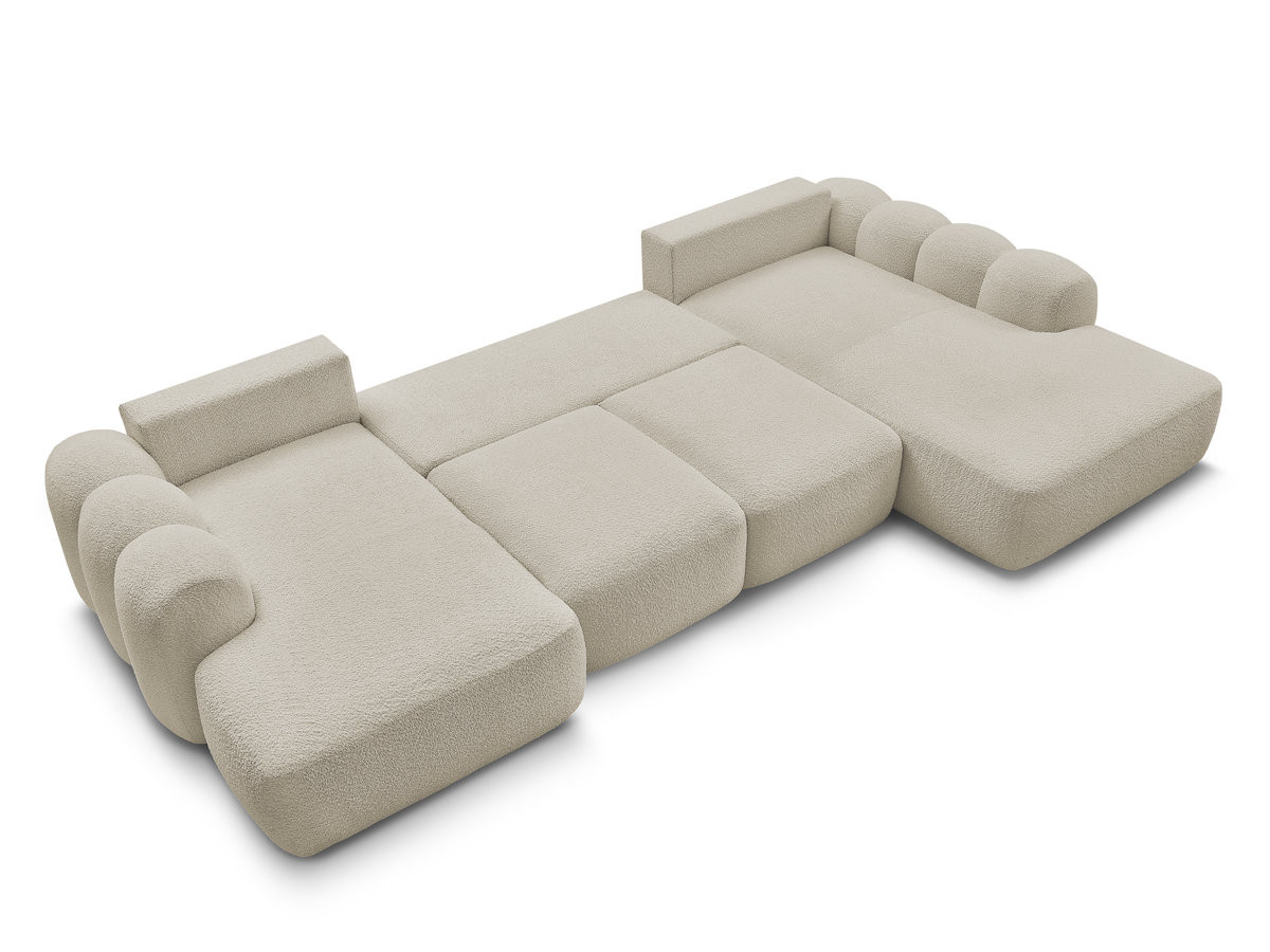 Canapé panoramique convertible coffre MONTAIGNE tissu bouclette