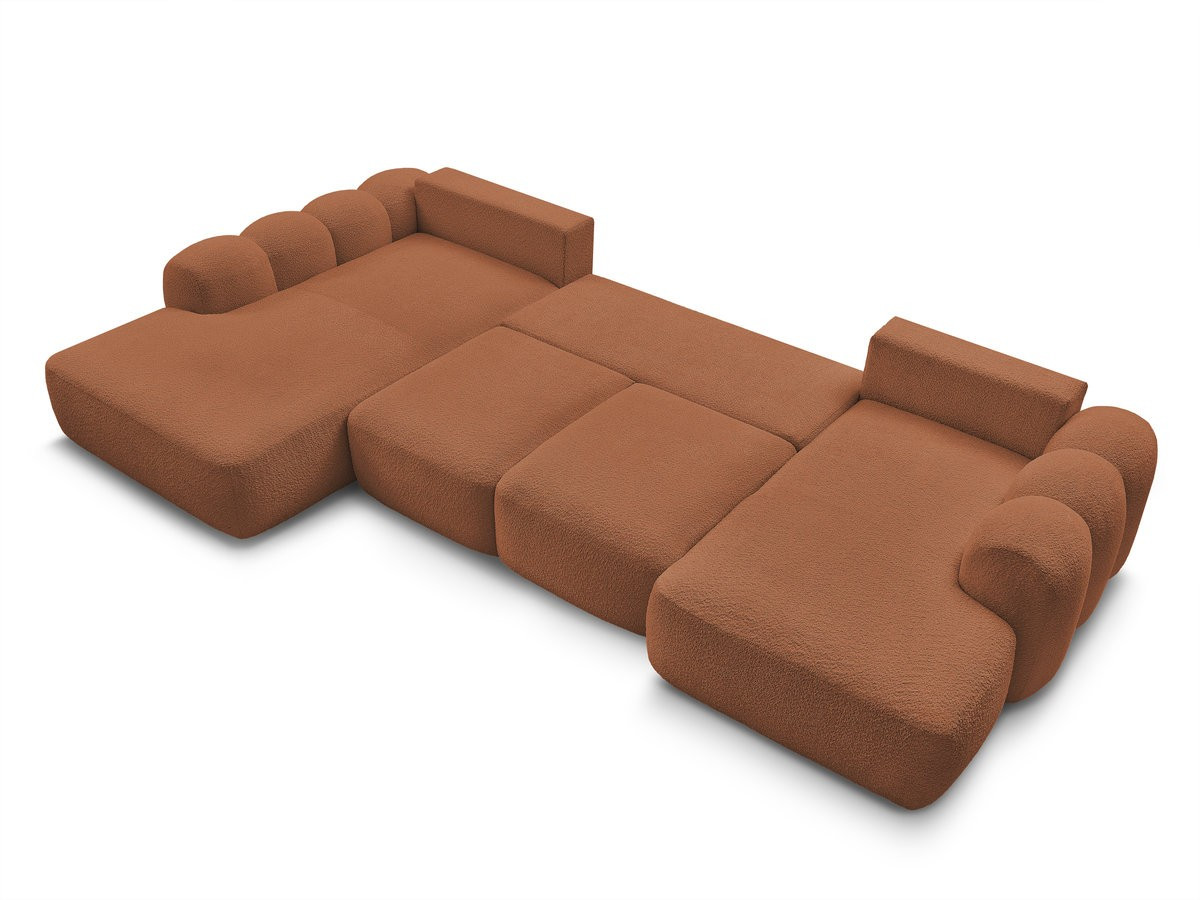 Canapé panoramique convertible coffre MONTAIGNE tissu bouclette