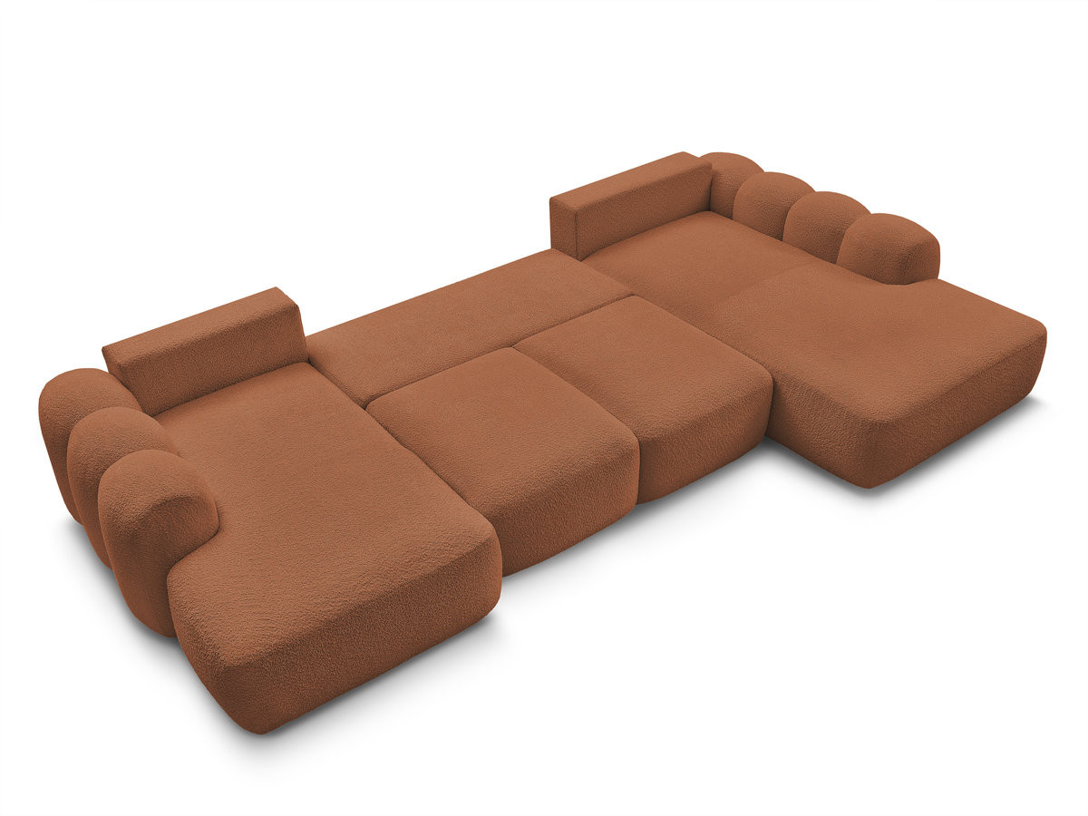 Canapé panoramique convertible coffre MONTAIGNE tissu bouclette