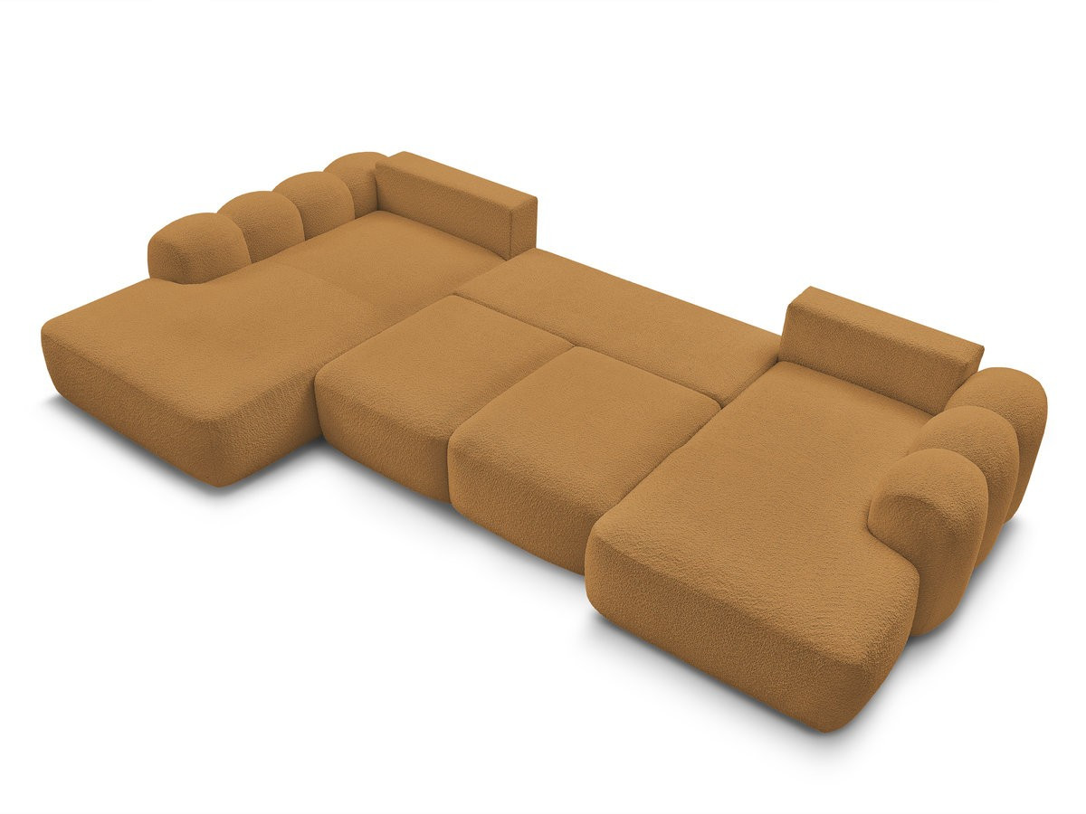 Canapé panoramique convertible coffre MONTAIGNE tissu bouclette