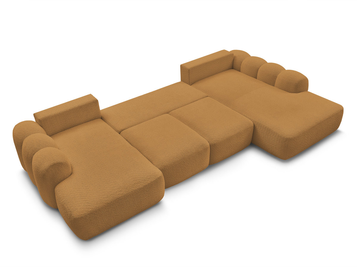 Canapé panoramique convertible coffre MONTAIGNE tissu bouclette